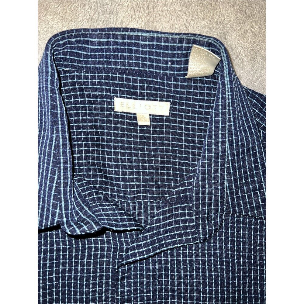 Elliott Shirt Men's Size‎ 17-17 1/2 XL Blue Long Sleeve Button Up Gingham Check